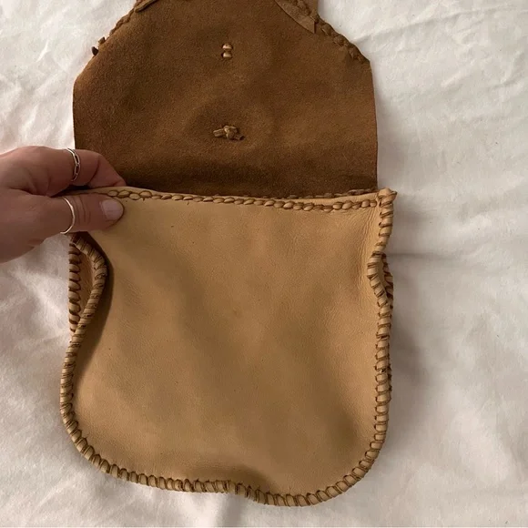 Artisan Made Western Leather Fringe Belt Bag with Metal Conchos Brown Tan - Picture 2 of 6